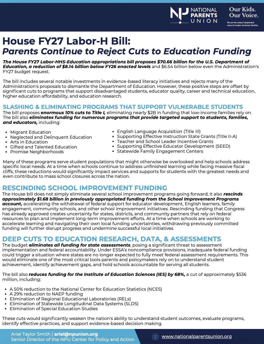 FY27 President's Budget Request
